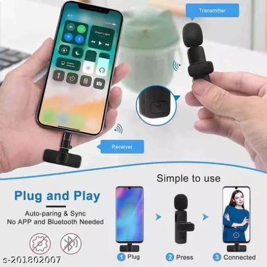 K8 Wireless Microphone for YouTube Vlogging, Video Recording Online Classes with Noise Cancellation Mic Supports ( Type C) — Phone & Accessories — ছবি 3 — inLantern বাংলাদেশ